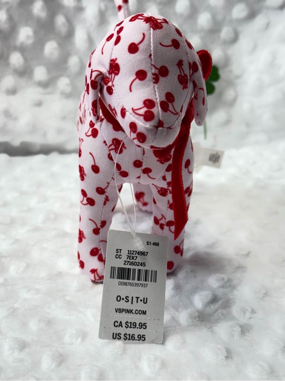 Pink by Victoria Secret Galentines Limited Edition Print Plush Dog Red Ribbon - Picture 4 of 5
